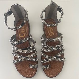 Same Edelman python stud print straps sandals